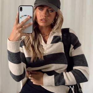 Striped collared sweater jumper